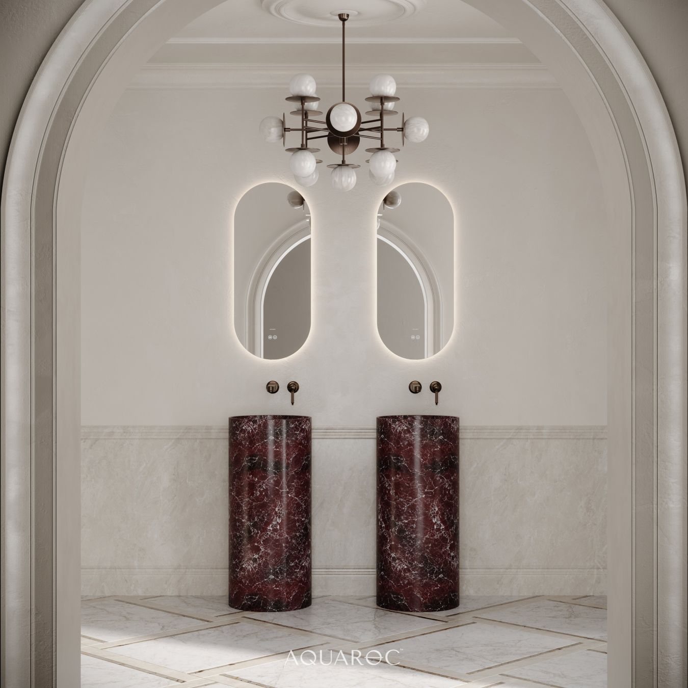 Circolo Freestanding Basin - Rosso Levanto Marble